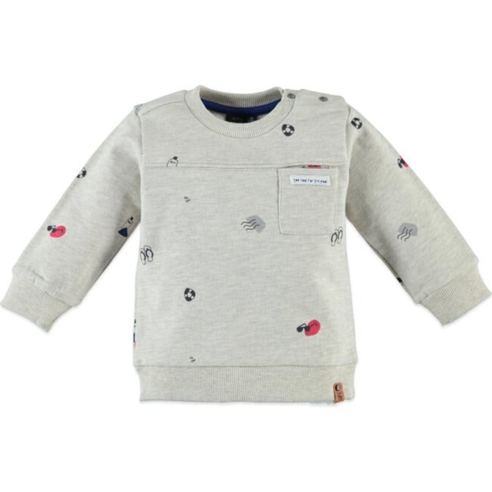 BABYFACE, All-Over Sea Lifesavers Crew Neck Pullover Sweatshirt, Cool Grey 5T
